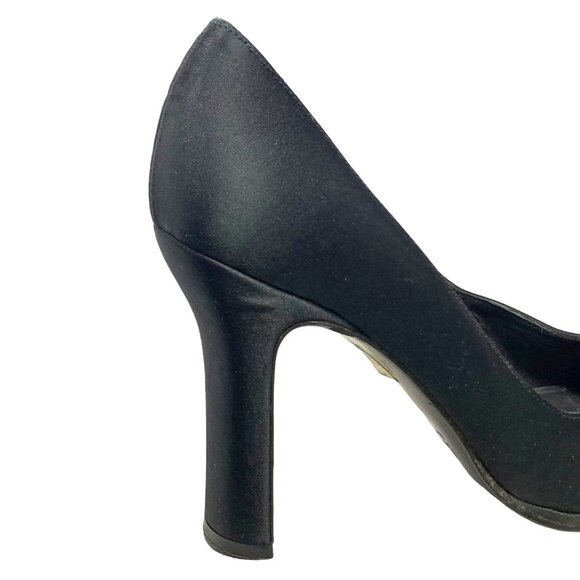 KENNETH COLE NY‎ Black Satin Asymmetrical Vamp Evening Pump - Picture 7 of 12